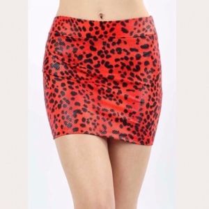 Snake Skin Leopard Mini Skirt